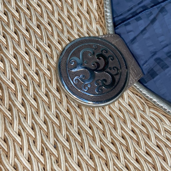 EUC Brighton Jute Straw Leather Trim chain Shoulder Bag - Picture 15 of 16